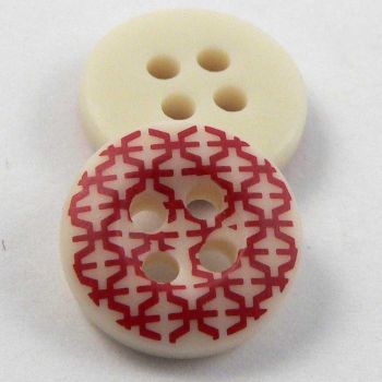 11mm Burgundy Abstract 4 Hole Shirt Button