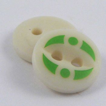 11mm Pea Green Abstract 2 Hole Shirt Button