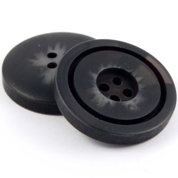 34mm Black & Grey Matt Contemporary 4 Hole Coat Button