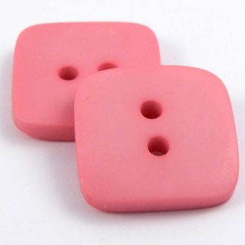 15mm Bubblegum Pink Matt Square Style 2 Hole Button