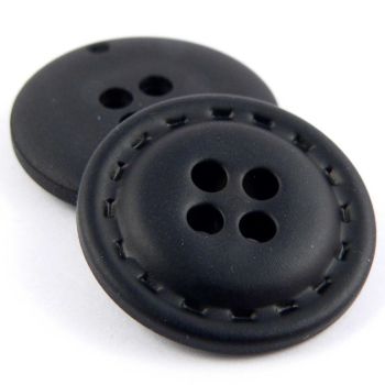 23mm Black Faux Leather 4 Hole Suit Button