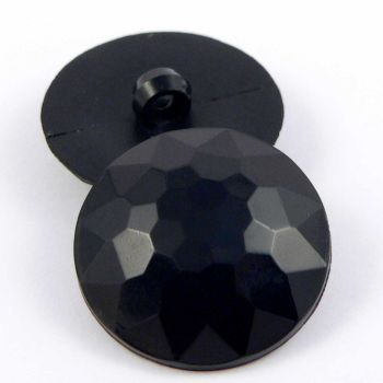 20mm Black Faceted Domed Shank Sewing Button