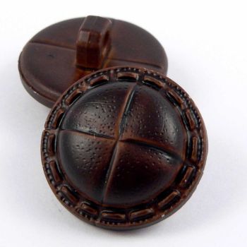 19mm Chocolate Faux Leather Stitched Rim Shank Suit Button