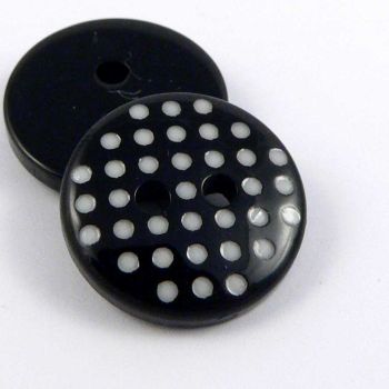13mm Black & White Spotty Design 2 Hole Sewing Button