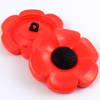 38mm Red and Black Poppy Shank Coat Button
