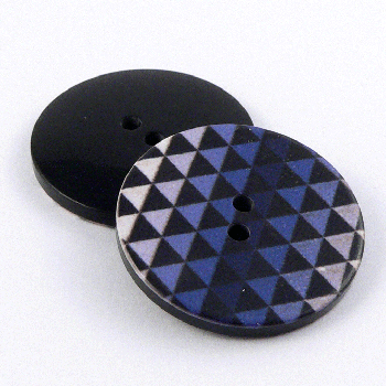 28mm Purple Contemporary Triangle Print 2 Hole Coat Button
