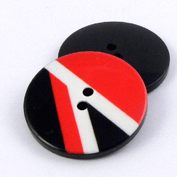 28mm Red Abstract Symbol Print 2 Hole Coat Button