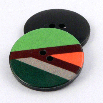 28mm Green Abstract Symbol Print 2 Hole Coat Button