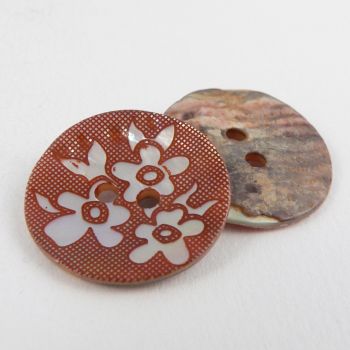 20mm Bronze Agoya Shell Floral 2 Hole Button