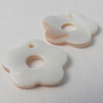 19mm White Flower River Shell 1 Hole Button