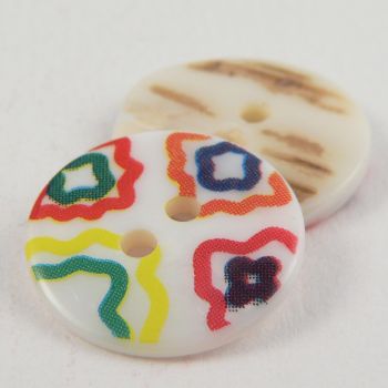 17mm Multicoloured Abstract River Shell 2 Hole Button