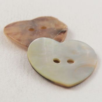 22mm Natural Agoya Shell Heart 2 Hole Button