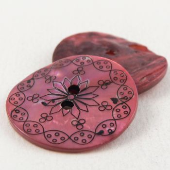 24mm Pink Lasered Agoya Shell 2 Hole Button