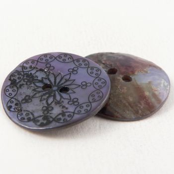 24mm Lilac Lasered Agoya Shell 2 Hole Button