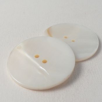 30mm Solid Natural River Shell 2 Hole Button