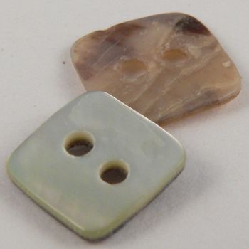 10mm Square  Agoya Shell 2 Hole Button