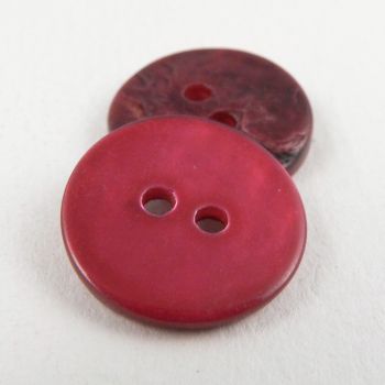 15mm Ruby Red Agoya Shell 2 Hole Button