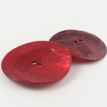12mm Round Red Agoya Shell 2 Hole Button