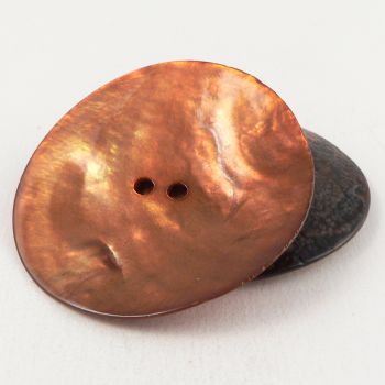 50mm Burnt Orange Agoya Shell 2 Hole Button