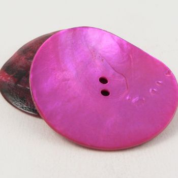 50mm Cerise Pink Agoya Shell 2 Hole Button