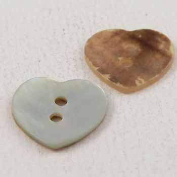 13mm Natural Agoya Shell Heart 2 Hole Button