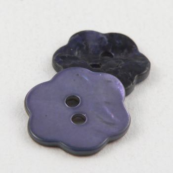 15mm Bluey-Lilac Flower Agoya Shell 2 Hole Button