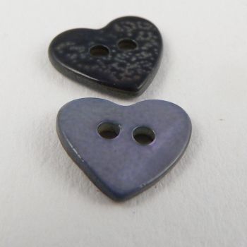 12mm Bluey-Lilac Heart Shell 2 Hole Button