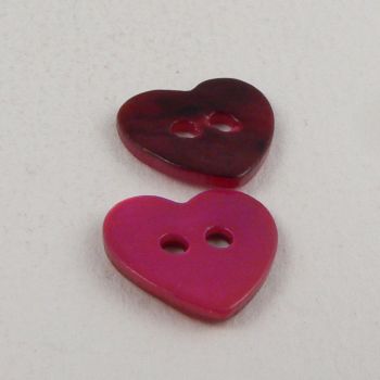 15mm Pink Heart Shell 2 Hole Button