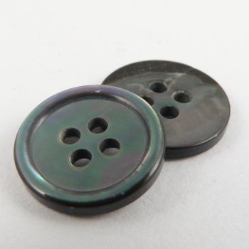 11mm MOP Smoke Shell 4 Hole Button With Rim