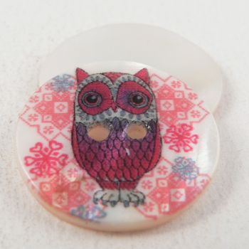 28mm Owl River Shell 2 Hole Button