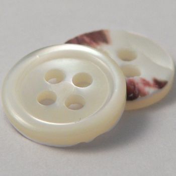 20mm MOP Natural/White Shell 4 Hole Button With Rim