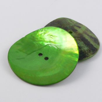 34mm Pea Green Round Agoya Shell 2 Hole Button