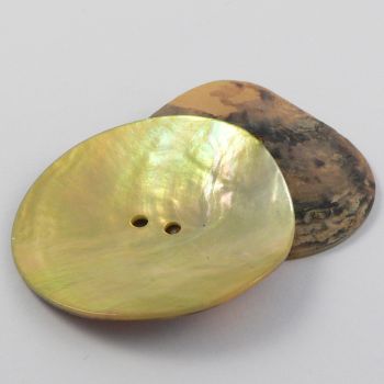 50mm Lime Green Agoya Shell 2 Hole Button
