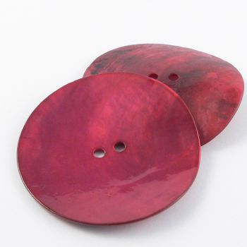 50mm Ruby Red Agoya Shell 2 Hole Button