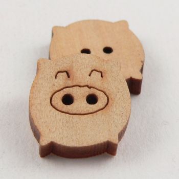 17mm Wooden Animal Pig 2 Hole Button