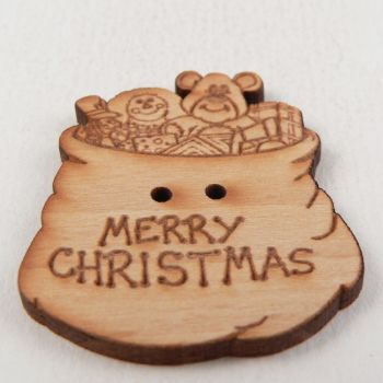 31mm Wooden Christmas Stocking 2 Hole Button