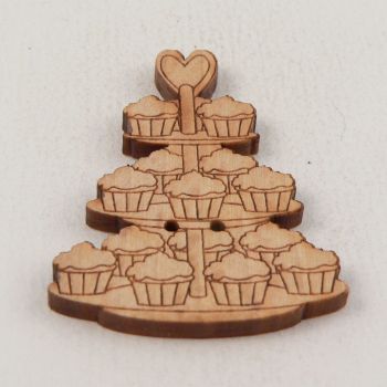 30mm Wooden Cup Cake Tree 2 Hole Button