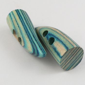 50mm Blue & Green Wood Toggle 2 Hole Button