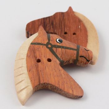 33mm Wooden Horse Head 2 Hole Button 