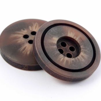 34mm Brown & Fawn Matt Contemporary 4 Hole Coat Button