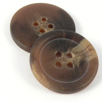 15mm Matt Brown Horn Effect 4 Hole Suit Button