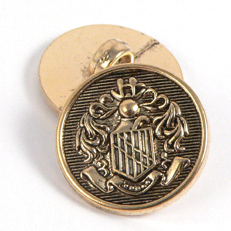 18mm Gold Ornate Coat of Arms Style Shank Button