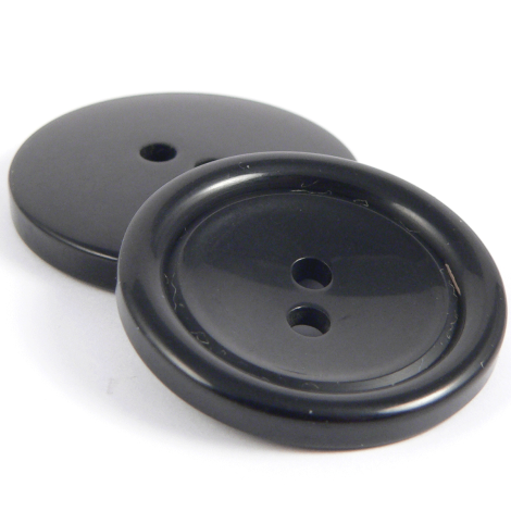 25mm Black Shiny Marble Effect 2 Hole Coat Button