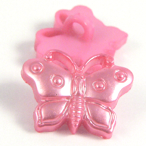 18mm Pink Shiny Butterfly Shank Buttons