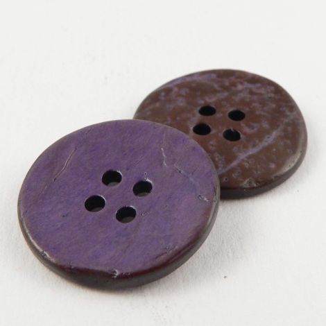 22mm Coconut Round Purple/Brown 4 Hole Button
