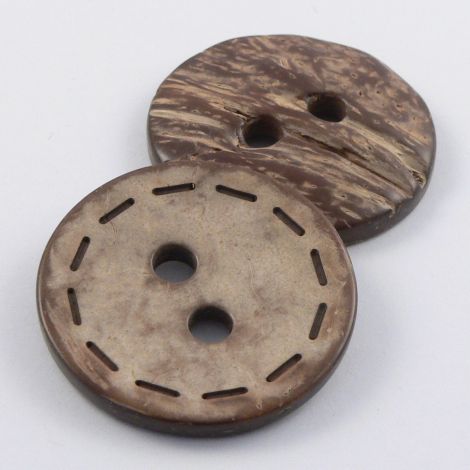 37mm Coconut Round Stitched 2 Hole Button