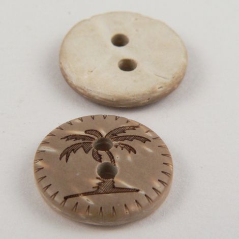 15mm Palm Tree Coconut 2 Hole Button