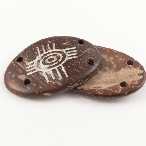41mm Ethnic Coconut Tag 4 Hole Button