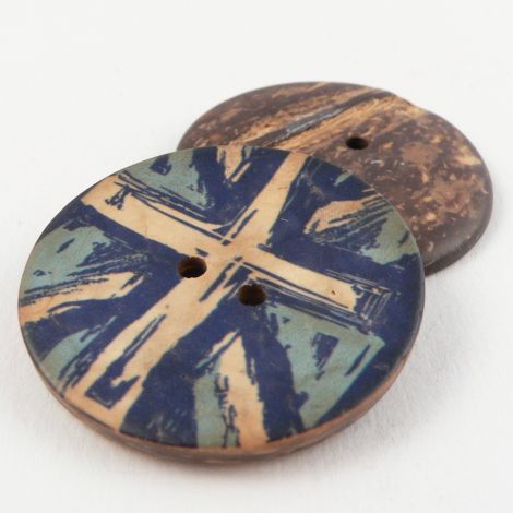 40mm Italian Coconut Union Jack 2 Hole Button