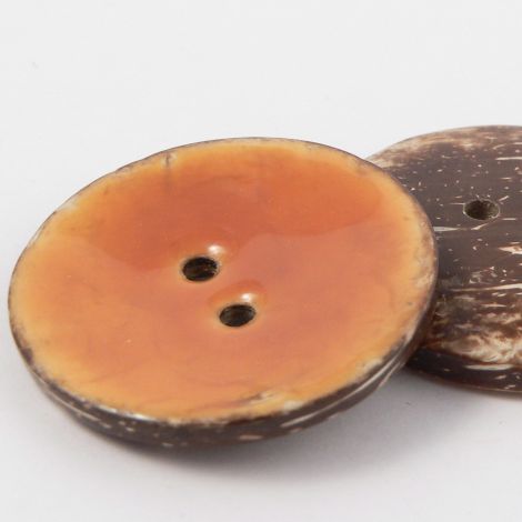 40mm Orange Glazed Coconut 2 Hole Button